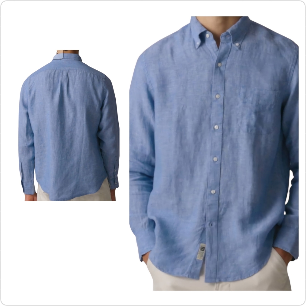 J Crew Men's "Secret Wash Shirting" Organic Cotton Poplin Stretch Button-Down